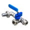 PN16 Double Head One In Two Out Blue Single Handle Outdoor Tap Brass Bibcock Dengan Sumber Kunci